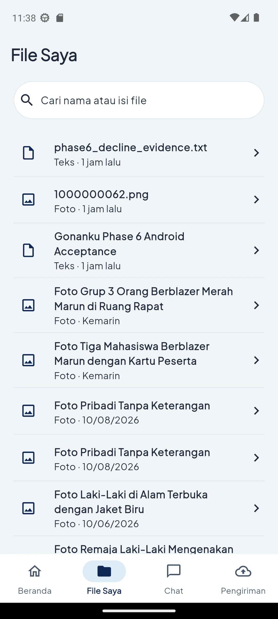 Review the secure archive — My Files
